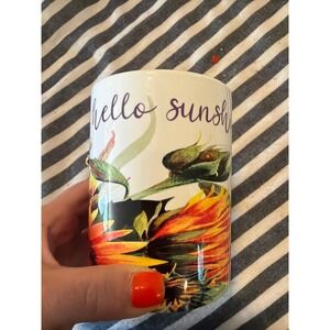 Cricut Hello Sunshine Sunflower Ceramic Coffee Mug White Yellow 15oz Floral Cup